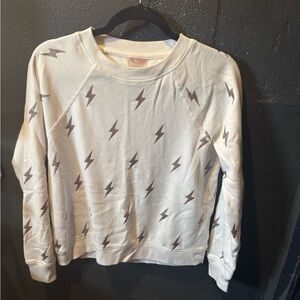 Betsey Johnson Lightning Bolt Patterned Cream Sweatshirt Size Small